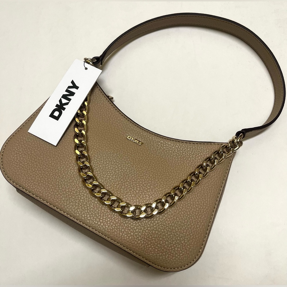 DKNY Soft Stone/Beige Leather Handheld Bag